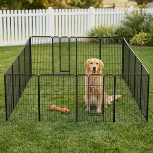 Dog Playpen Outdoor, Metal 40 Inch 16 Panels Foldable Pet Fence with Door, Outdoor Indoor Small Medium Large Dog Puppy Portable Exercise Play Pen for RV Camping, Trips, Play Yard