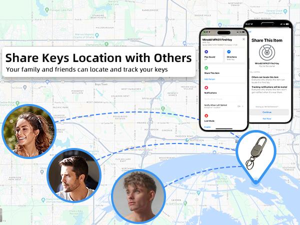 Keychain with Apple Find My(IOS Only), Key Finder Built-in Anti-Loss Tracker, Heavy Duty Key Holder, Premium Stainless Steel Keychain Carabiner Car Key Chains with GPS Global Locator Tracking Waterproof