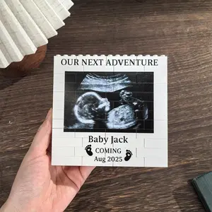 Custom Ultrasound Photo Puzzle Personalised Pregnancy Announcement Gift For Dad Baby Scan Photo Building Block Keepsake Custom Photo Block