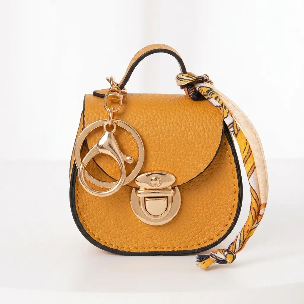Mini Saddle Bag Charm Keychain, Luxury Tiny Coin Purse, Versatile Bag Accessory For Handbag, Backpack, Daily Dating & Travel