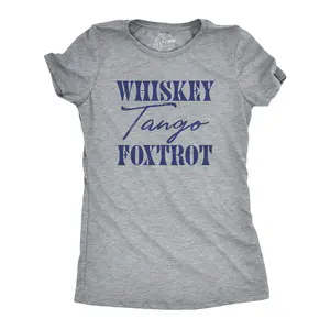 Womens Whiskey Tango Foxtrot T Shirt Funny WTF Phonetic Alphabet Tee for Ladies Funny Womens T Shirts Cute Vintage Fashion Casual Ladies T-Shirt Gift Funny Sarcastic Top Women's Novelty Tees Light Grey