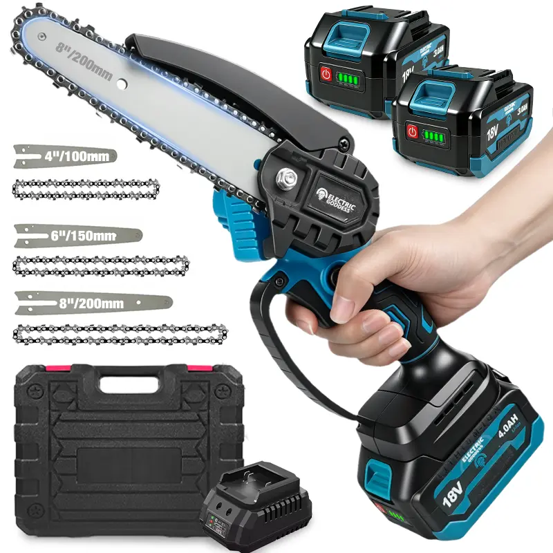Beihong Moto Sierra Tools Cordless Brushless Handheld Chainsaw, 6/8 In 1-Hand Electric Model, Makita 18V Battery Compatible, Compact Handheld Design, Low Vibration, 1-Handed Grip, Spiral Saw Kit with Hang Hook Jig for Gardening, Daily Cutting Work
