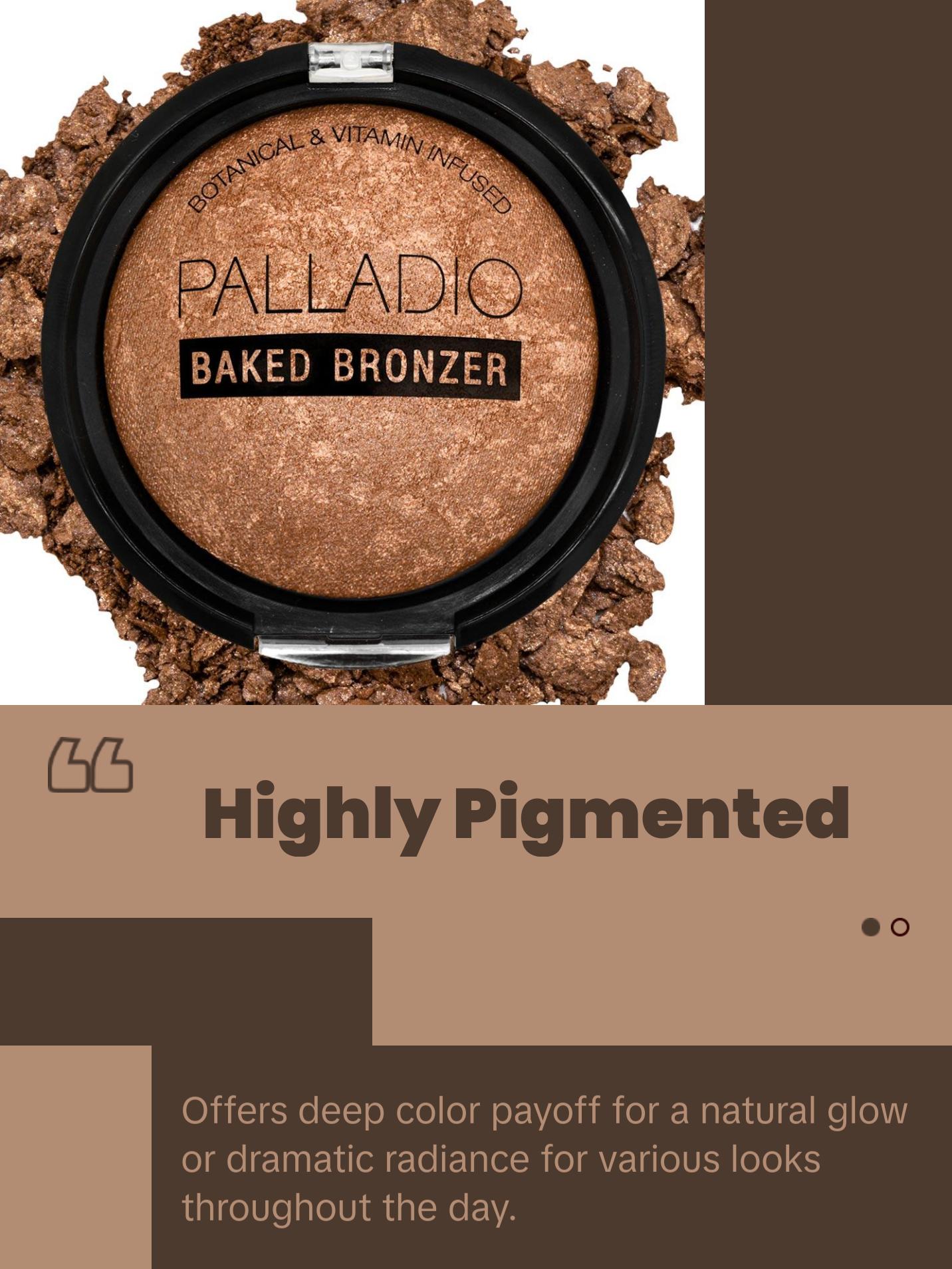 Palladio Baked Bronzer, Highly Pigmented and Easy to Blend, Shimmery Bronzed Glow, Use Dry or Wet, Lasts all day long, Provides Rich Tanning Color Finish, Powder Compact Palladio Baked Bronzer, Highly Pigmented and Easy to Blend, Shimmery Bronzed Glow, Use Dry or Wet, Lasts all day long, Provides Rich Tanning Color Finish, Powder Compact