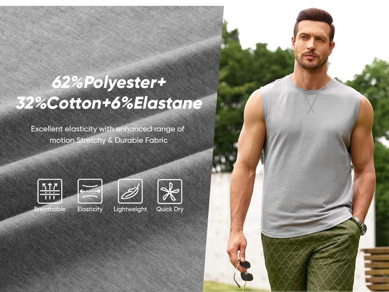 JMIERR Mens 3 Pack Cotton Tank Top Hipster Hip Hop Longline Crewneck Sleeveless Shirts