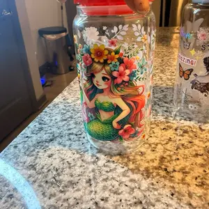 16 oz Glass Tumbler with Bamboo or colored Lid & Plastic Straw Reusable Fashionable Design for On-the-Go Drinks Hand Wash Only