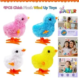 4PCS Plush Wind-Up Chick Toys for Kids & Toddlers Ages 1-4 | Easter Gifts & Basket Stuffers, Party Favors, Novelty Chicken Clockwork Toys