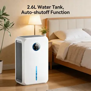 Small Dehumidifier for Bathroom & RV, 2.6L Quiet Dehumidifier with LED Display & Auto Shut Off, Home Dehumidifiers for Bedroom Closet, Stops Mold & Odors, 850 Sq.Ft Coverage