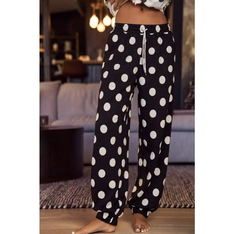 Polka Dots Elastic Waist String Pants