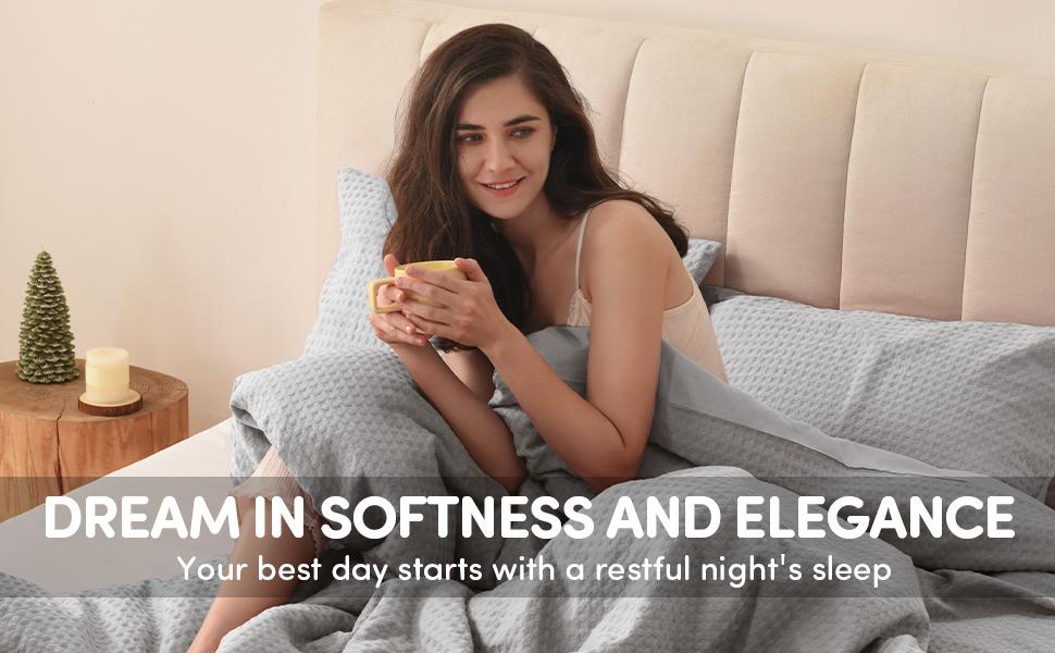 Dotted Textured Duvet Cover Set, Ultra Soft Duvet Cover, Standard Shams, Machine Washable, Solid Color