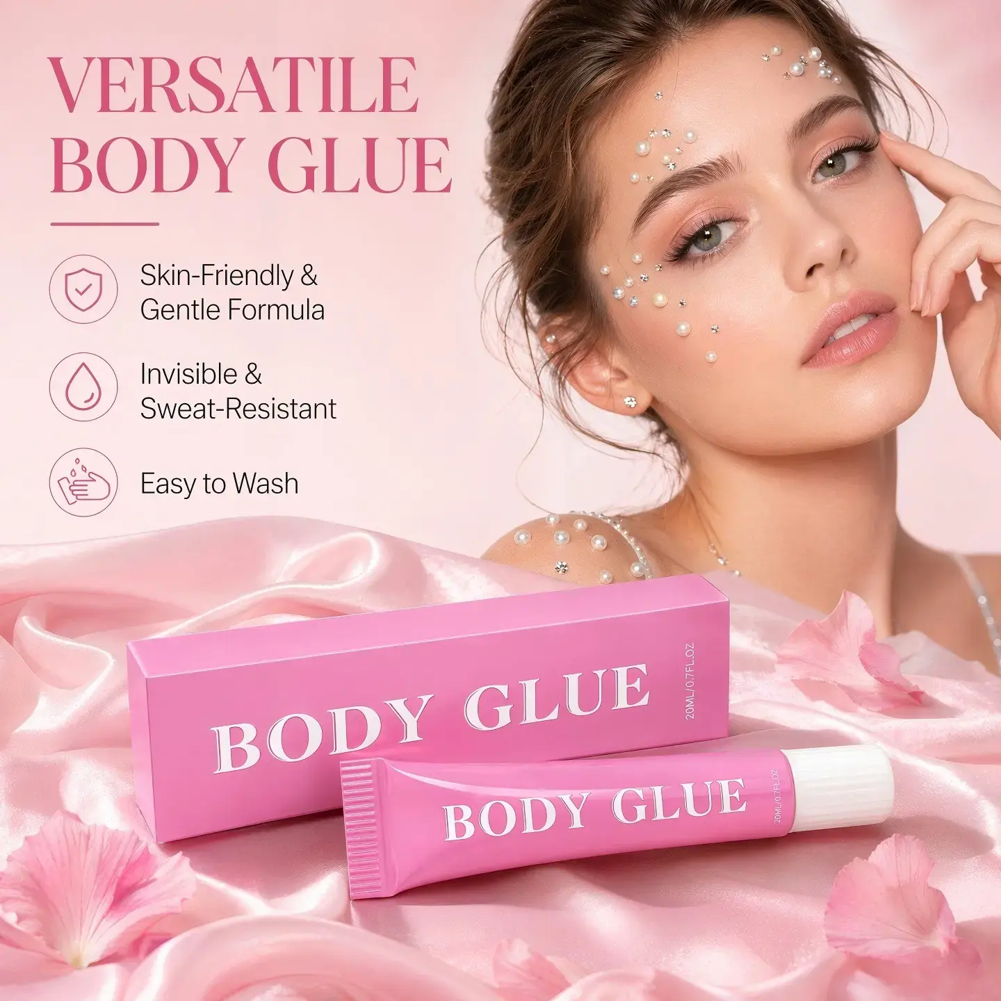 Sweat-Resistant Body Adhesive Glue - Gentle On All Skins, Any Tone, Long-Lasting, Easily Removable With Soap And Water, Secure Outfit Accessory For Beauty & Personal Care, Body Arts