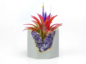 Amethyst Crystal Concrete Planter | Geode Succulent Pot