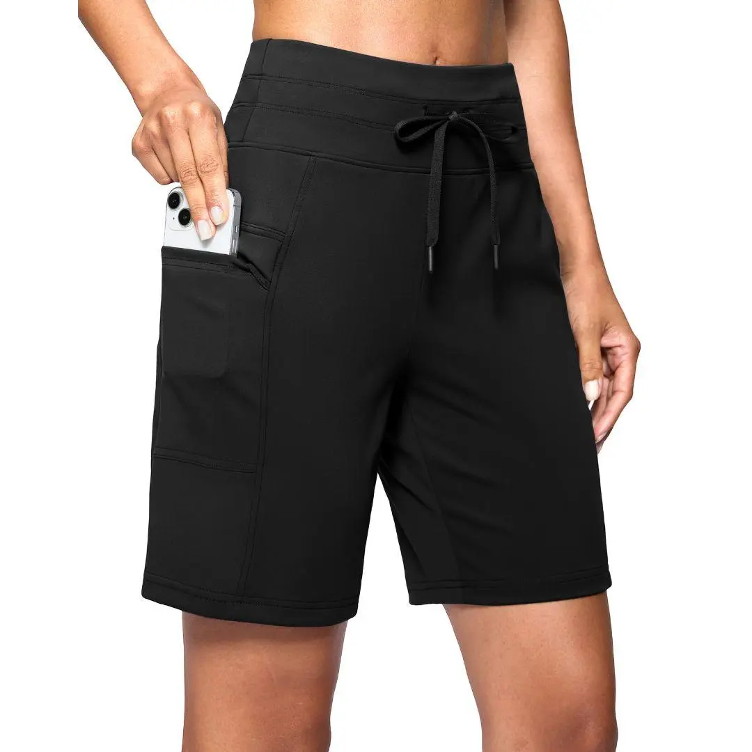[Clearance] G Gradual Women's 7" High Waisted Anti-Chafing Active Gym Shorts, Elastic Breathable Quick Dry Stretch Running Light Bermuda Shorts with Side Pockets for Workout, Casual