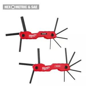 17-Key Folding Hex Key Sets - SAE/Metric