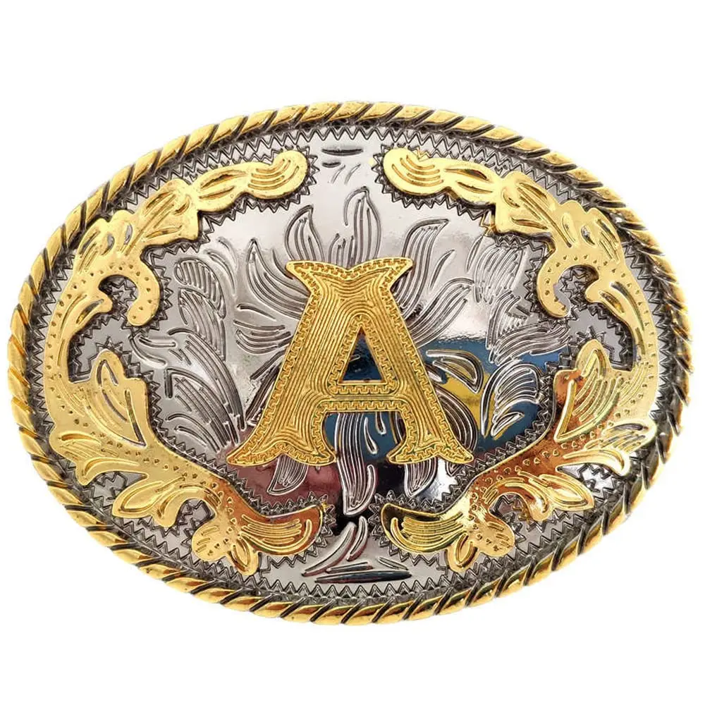 WMG Western Belt Buckle Initial Letters ABCDMRJ to Z Cowboy Belt Buckle, Rodeo Buckles for Men & Women
