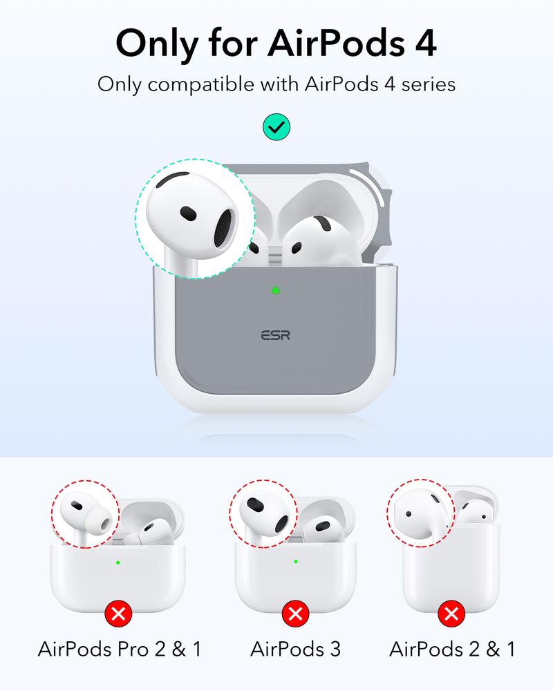 ESR for AirPods 4 Case, Airpods Pro Case 2nd/1st Gen (2023/2022/2019) Case (HaloLock), Compatible with MagSafe, Full Drop Protection Cover with Lanyard, Magnetic Lid Lock, Orbit Hybrid Series