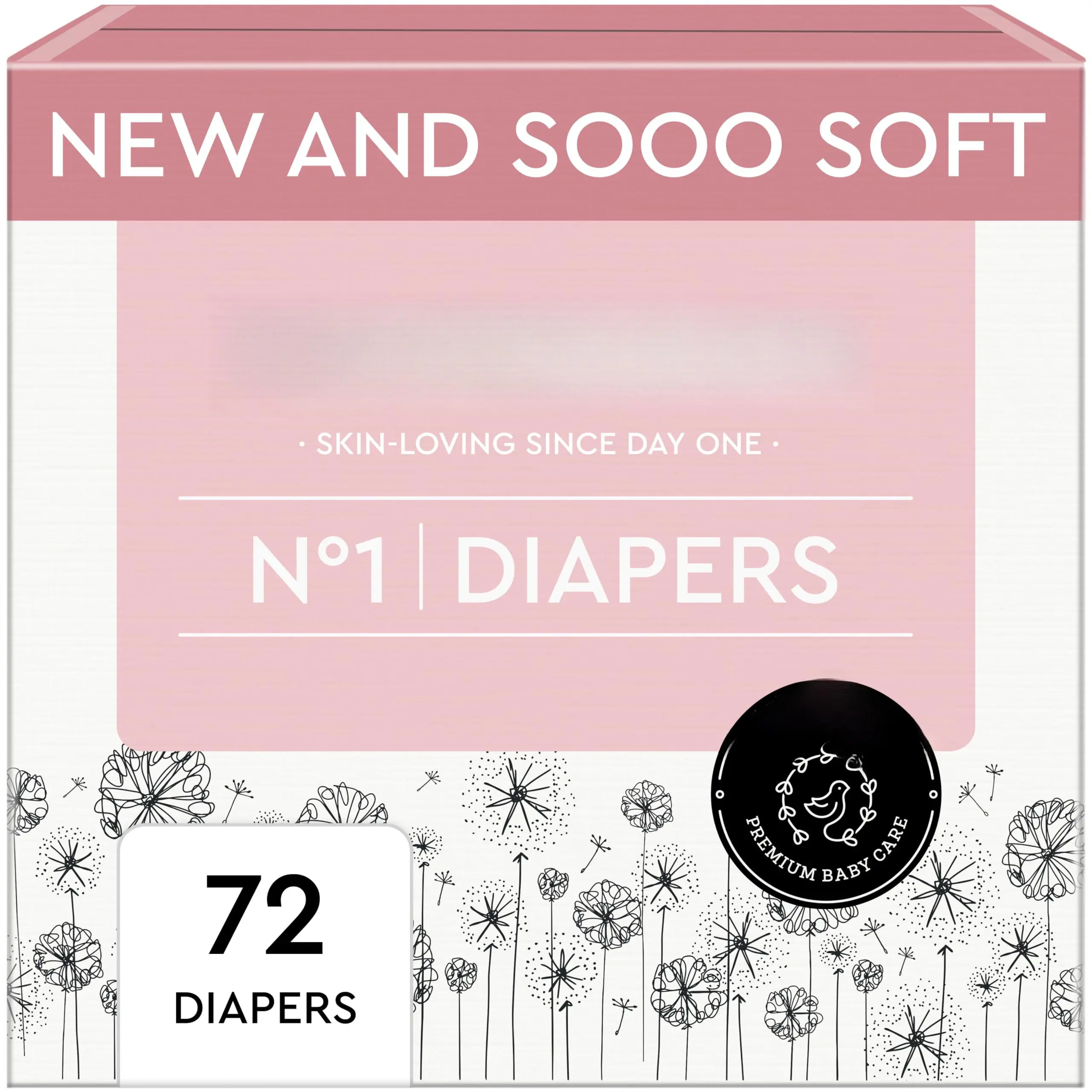 Diapers - Size 1 (4-11 Lbs)  Half-monthly Supply (72 Count) Leak Protection Skin-friendly Ultrasoft Perfume- & Chlorine-free Tested Oeko-tex