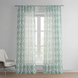 Half Price Drapes SeaGlass Geometric Sheer Curtain
