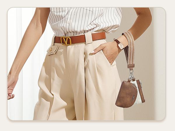 CLUCI TikTokShopSpringGlowUp Dual Pouch Wristlet Wallet for Women Clutch Zipper Coin Purse Detachable Keychain Wallet Mini Zip Gift Leather Compact Clip Durable purse women wallet women