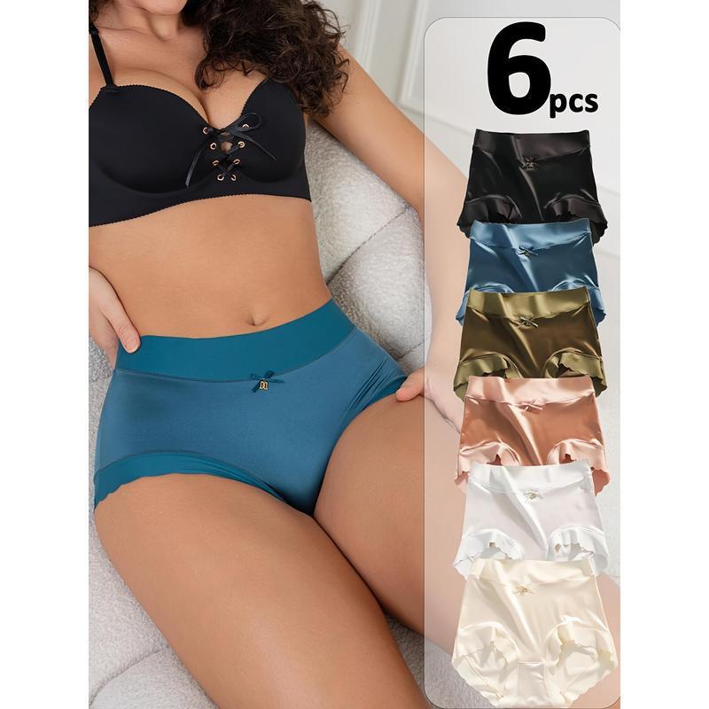 Women's Mid-Waist Panties,lce SilkSeamless&Pilling-Resistant,6(Navy Blue)Black/Beige/Light Pink/White/Gray)-DailyComfortable,Elegant&Stylish Underwear,SoftMaterial,Sexy Design,Smooth Fabric,A Must-Havefor seamless bikini Mid-Rise Underwear Waiste