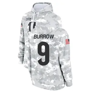 Unisex Burrow #9 Salute Arctic Camo 2025 Pullover Hoodie, Football Lover Hoodie, Shirt For Football Fans, Sport Fan Outfit, Christmas Gift, Gift For Him