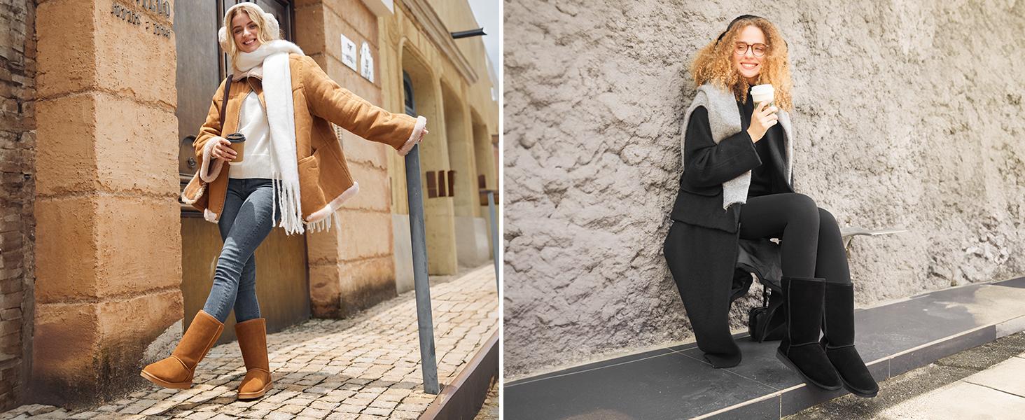 Dream Pairs High-Top Slip-On Snow Booties – Plush Faux-Fur, Memory-Foam, Anti-Slip Outdoor Sole