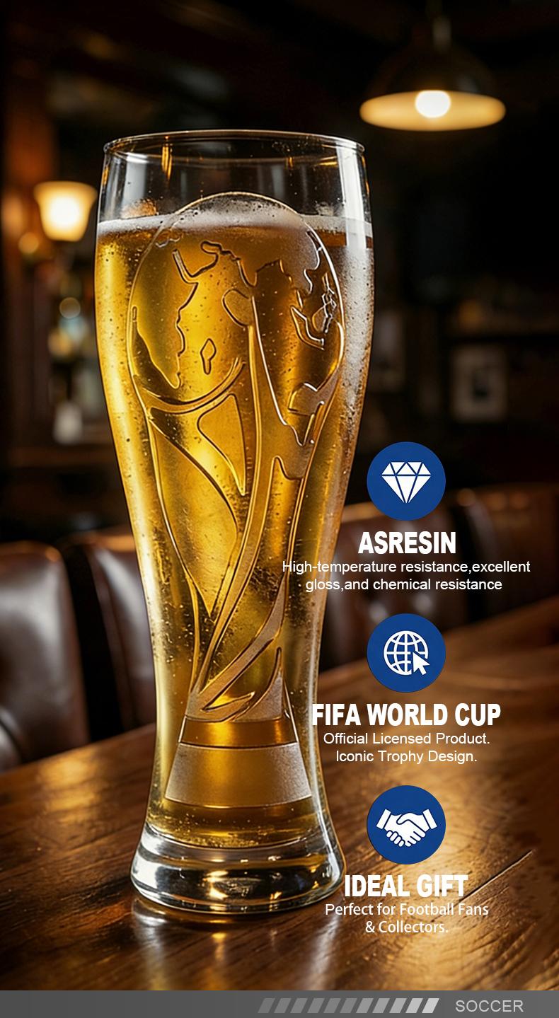 【FIFA WORLD CUP 2026 】Gift Set - 17oz Shatterproof Trophy Pilsner Beer Cup（Not Glass）& Trophy-Shaped Bottle Opener - Perfect for soccer Fans & Parties SummerVibes