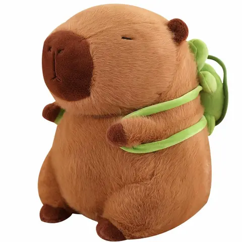 Ava Lalagaga Unisex Capybara Stuffed Animal Plush Toy - Polyester Fluffy and Wrinkle-Free Fabric, Fine and Neat Stitches, Functional Zipper, Instagram Sensation, Birthday Gift for Kids & Adults, Home Decoration, Green Backpack Themed Accent