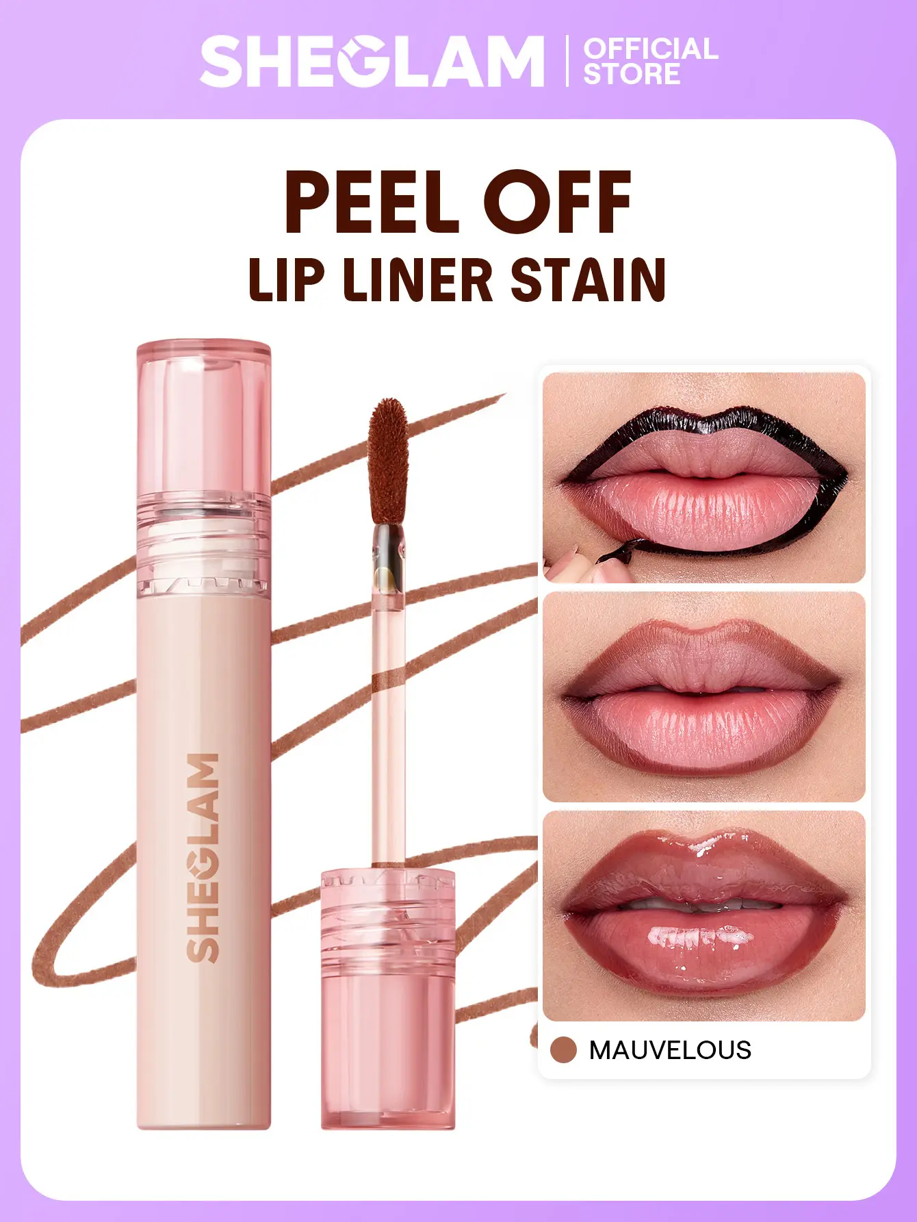 SHEGLAM Fall In Line Peel Off Lip Liner Stain Long Lasting Lipstick Waterproof Nourishing Precision Brush