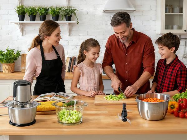 Electric Food Processor, 450W Meat Grinder & Vegetable Chopper with 2 Bowels for Home Use, Food Chopper with Double S-Blades for Vegetable, Onion, Garlic, Meat, Nuts