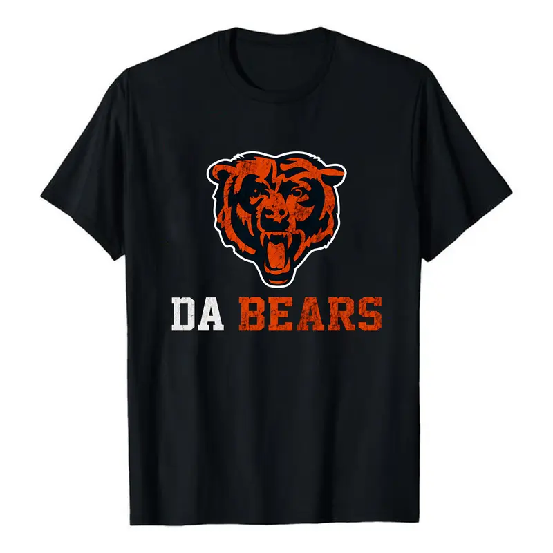 Unisex BEARS Graphic Tee with DA BEARS, 100% Cotton Football Team Inspirational Shirt for Game Day, Football Fan Gift
