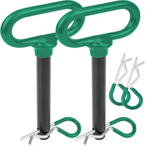 Wellmax 2-Pack 5/8" x 4-1/2" Steel Hitch Pin with 4pcs 3" R Clips, Green Rubber-Coated Clevis Pin for Durable Towing
