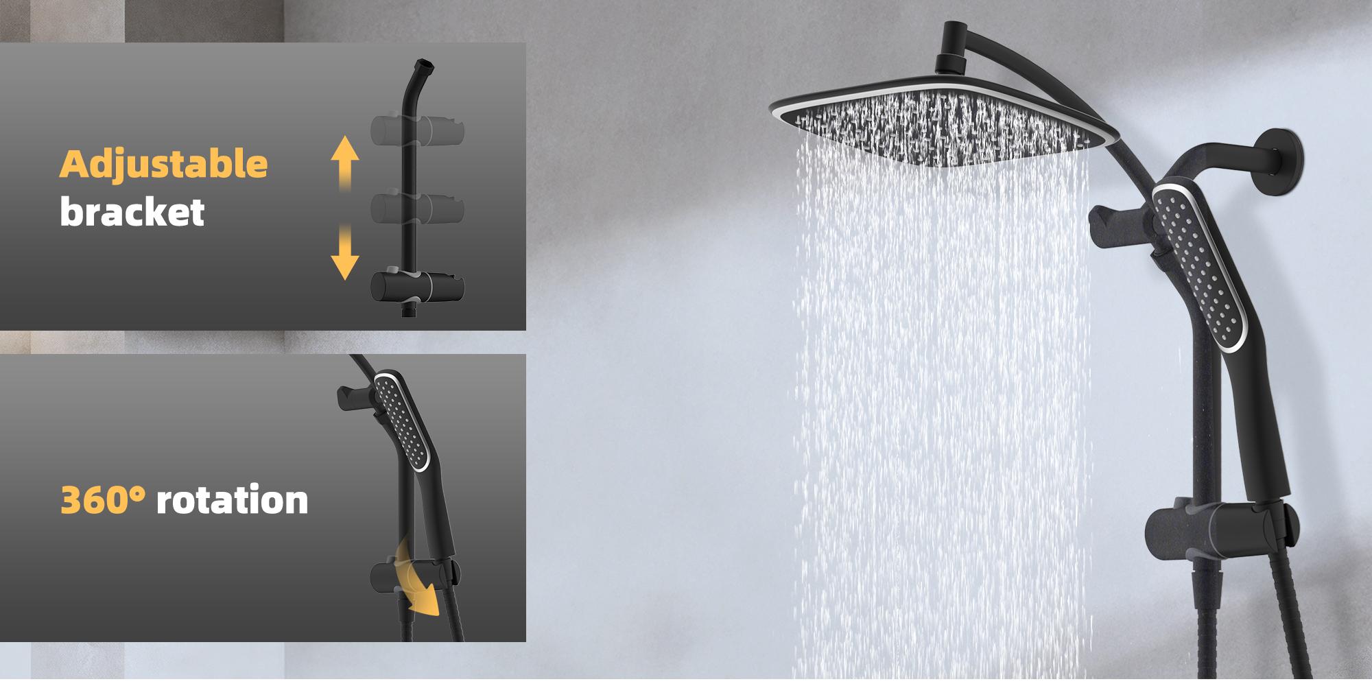 Rain Shower Head with Handheld Spray Combo, High Pressure Rainfall Shower Head, Height Adjustable Dual Shower Head, Luxury Waterfall Showerhead Bathroom