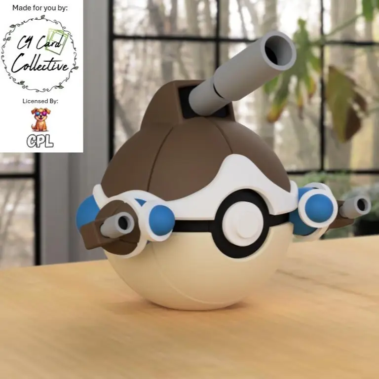 Mega Blastoise Ball - 1st Print - High-Quality PLA, 3D Printed Pokeball Figure