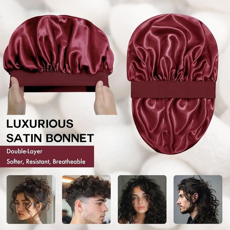 Silk Bonnet for Sleeping Double Layer Satin Bonnet for Black Women Sleep Cap Two Pieces in Box
