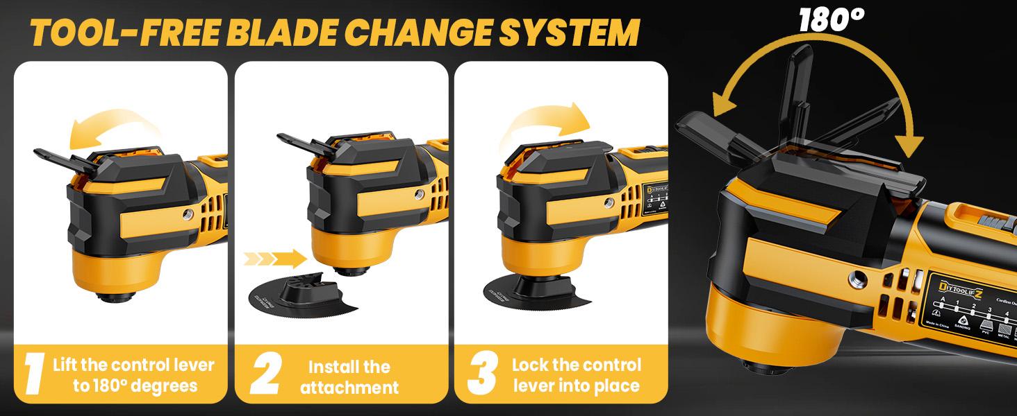 Upgrade Cordless Oscillating Tool Compatible with Dewalt 20V Battery(NO BATTERY!!), Brushless Multi Tool Kit with 6 Speed for Cutting Wood Remove Grout & Sanding,LED Light