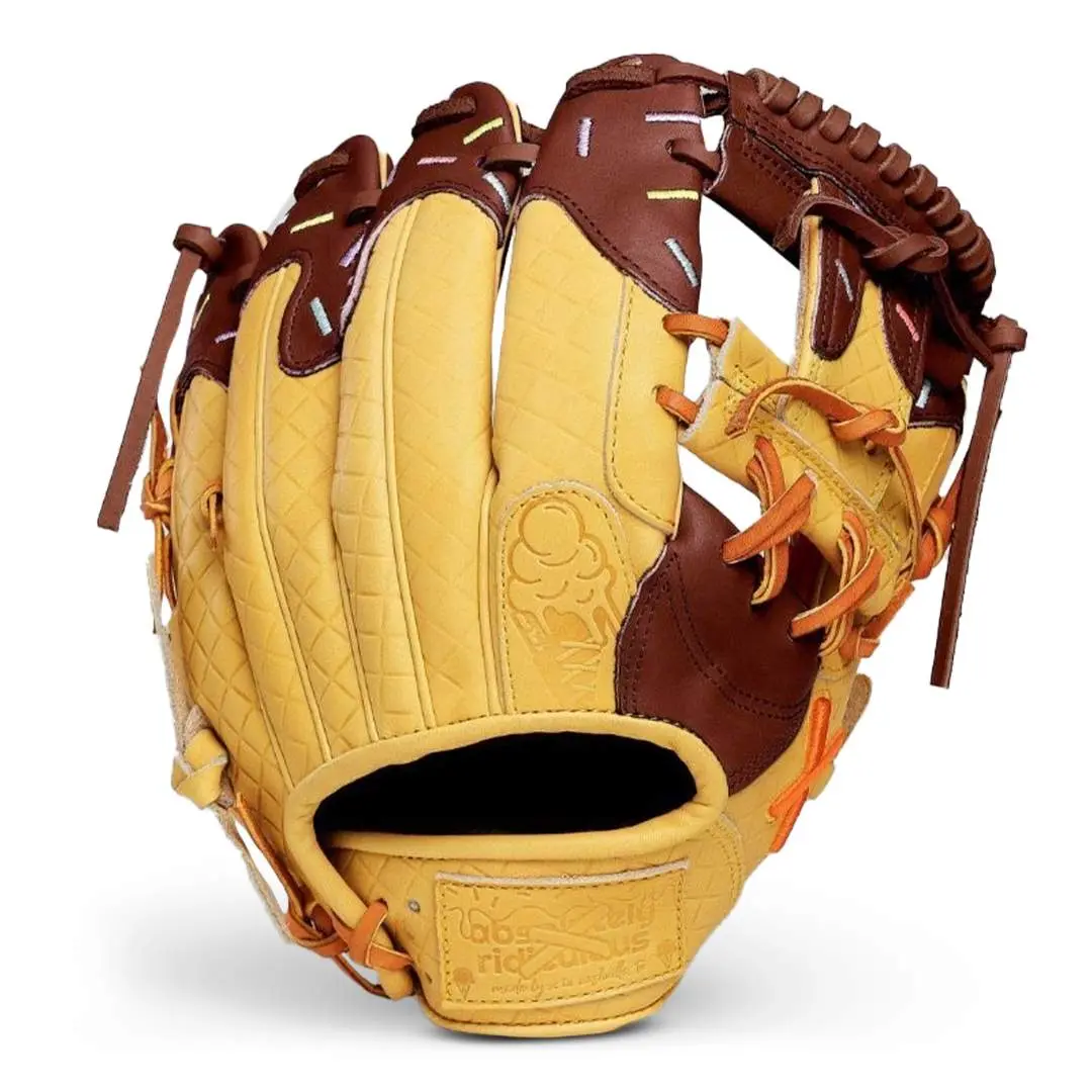 Unisex Handmade Craft Leather Chocolate Ice Cream Glove, Multi-Size, Sprinkle Top Design for Baseball Sports & Outdoor Activities, Wool Wrist Strap