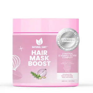 Natural Sant | Hair Mask Boost with Onion extract for long and strong hair | 3-peptide complex Clinically approved | Mascarilla cebolla 200 ml (6.76 flOz)