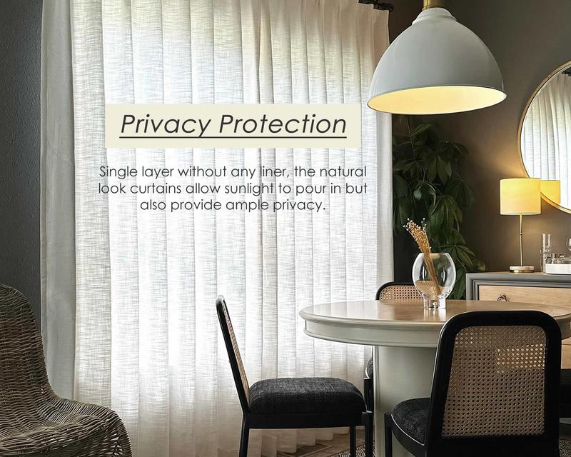 Twopages Liz Faux Linen Pinch Pleat Curtain Panel 52" Wide White Unlined Darkening Drapes for Bedroom & Living Room Privacy Protection Adjustable Hooks Included Festive New Year Curtains Gift for Home Decor Ideas 2026 Lunar New Year
