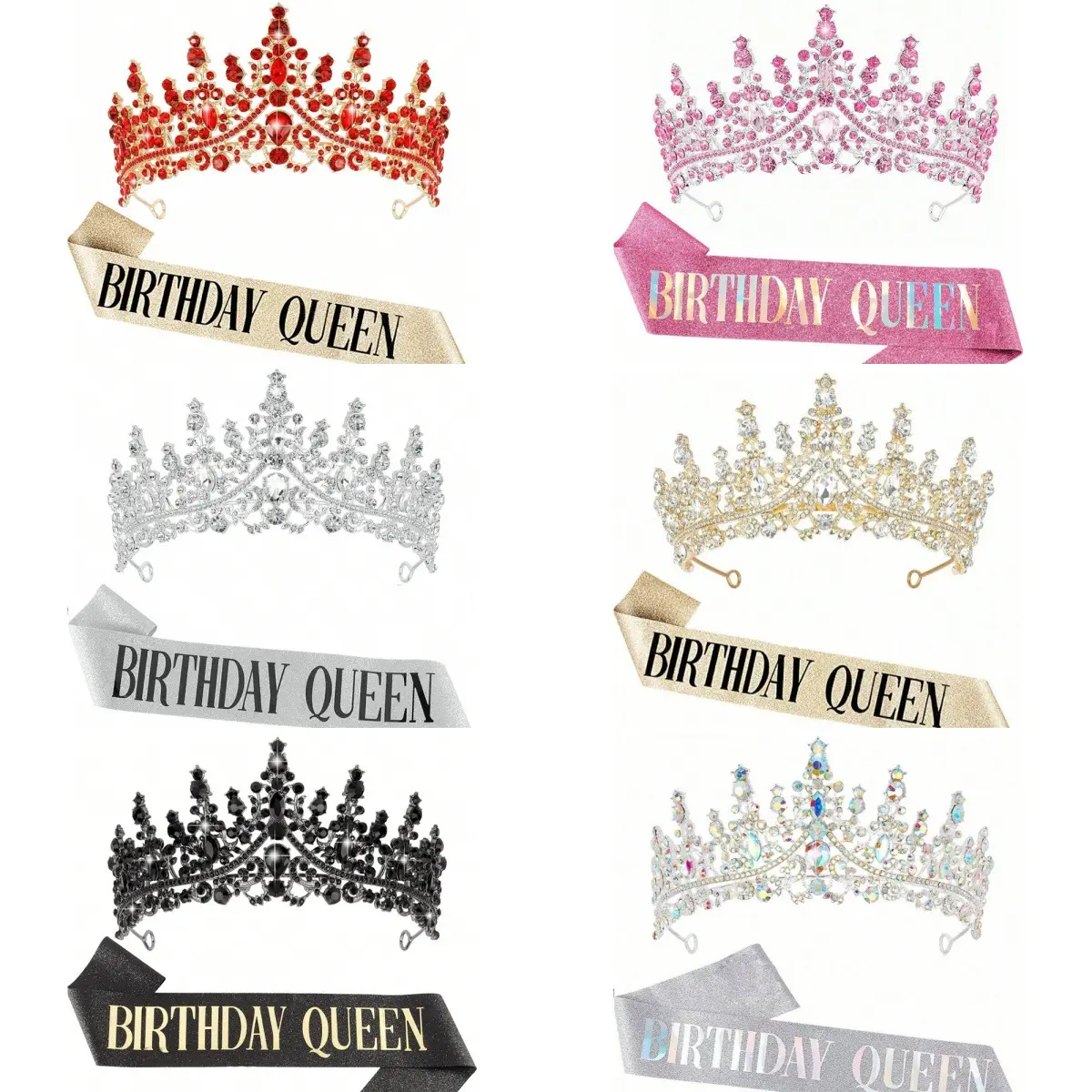Luxury Glass Alloy Crystal Tiara Set with Sash Bandana - Bridal Accessories, Elegant Crown for Wedding, Prom Celebrations, Elegant Crown Design, Bridal Headpiece, Fashion, Ceremony, Costume Headpiece, Stylish Accessories, Crowns