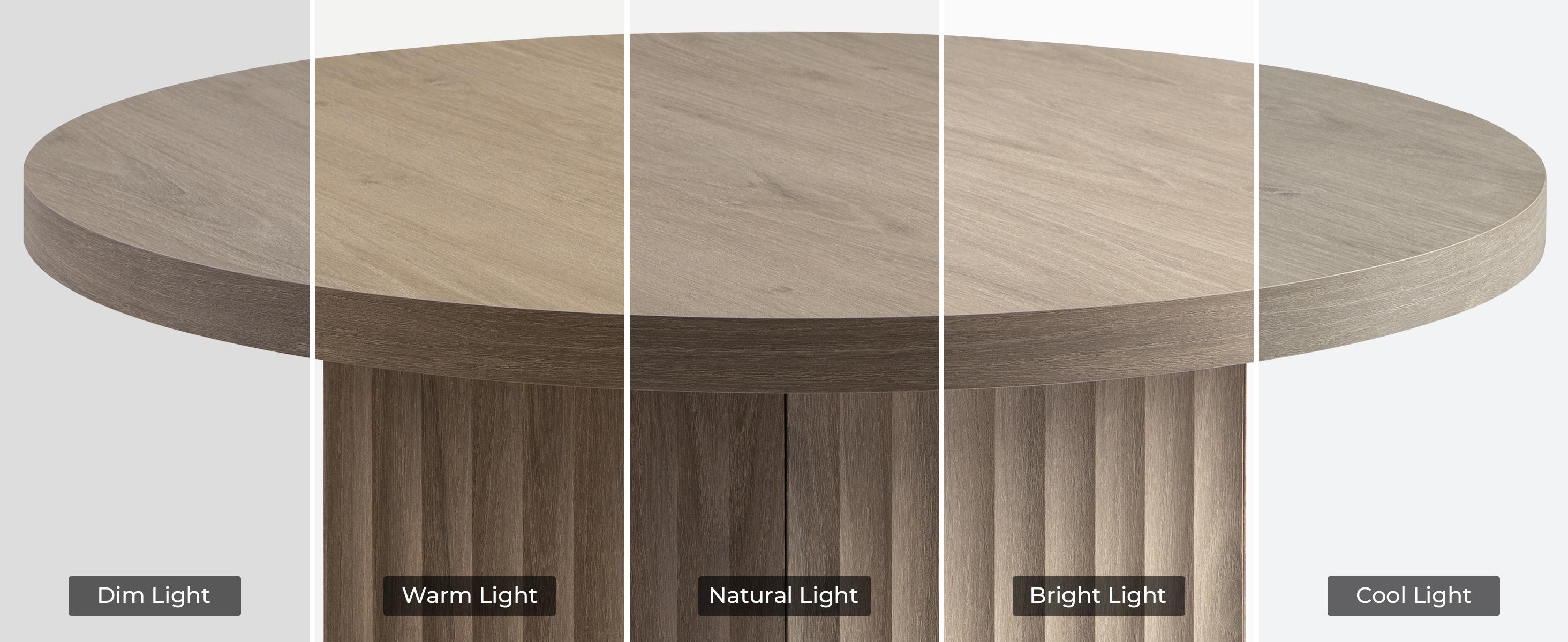 SICOTAS Round Coffee Table for Living Room, Modern Fluted Circle Center Coffee Table with Storage, 32" Accent Tea Dining Table for Apartment, Grey Alder