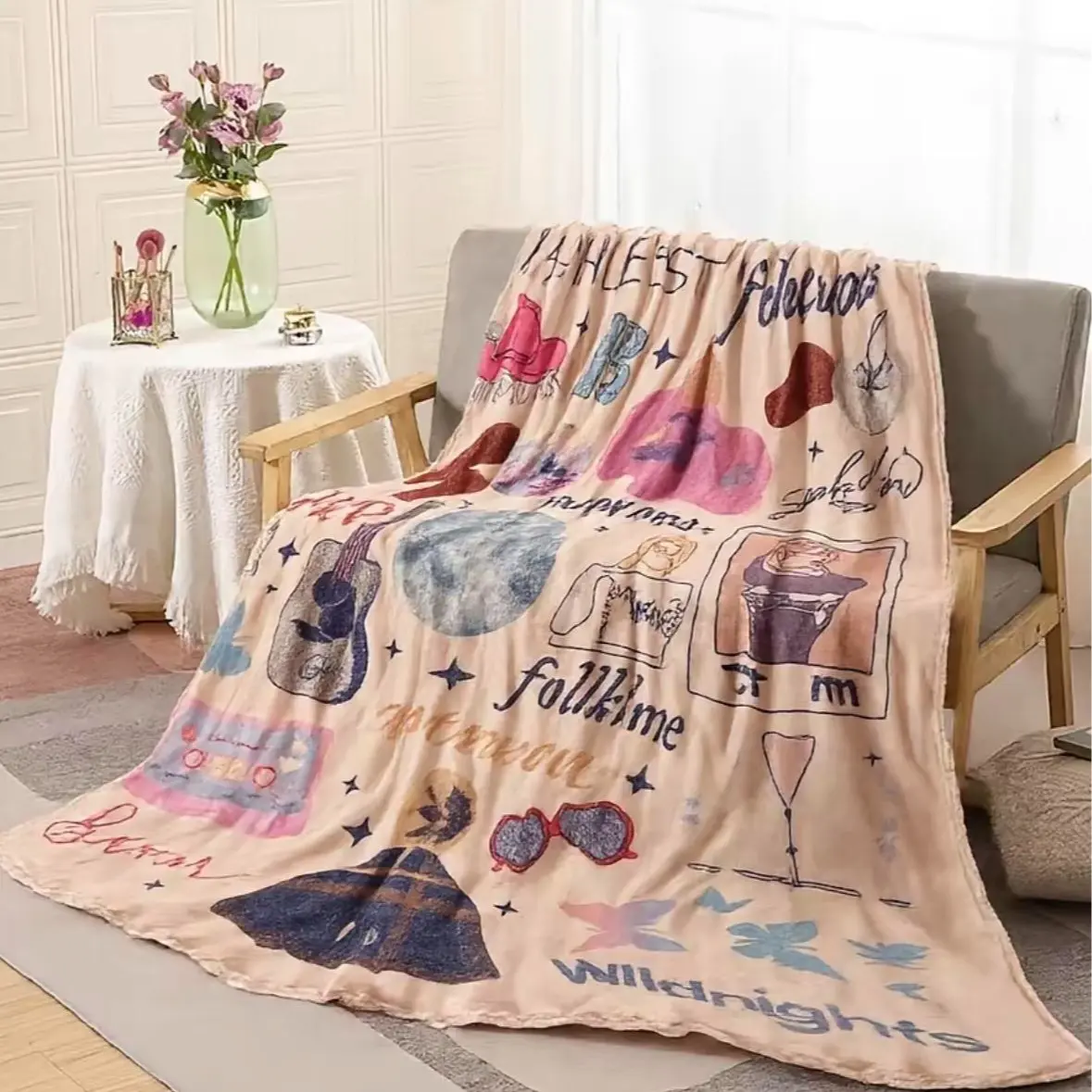 MYCLOSHY Music tour 40in x 50in Blanket - Dressing gown Soft Comfortable Warm Throw Blanket for Home Office, Travel & Nap - Decor