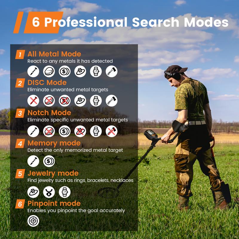 [3 OFF] Best Gift GoGonova Waterproof Metal Detector for Adults & Kids, with High Accuracy Lightweight 8" Search Coil, All Metal & Disc Modes Tool Portable