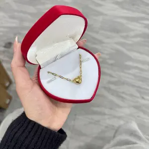 Valentine's,Mother's Day Gift Heart Shape Pendant Magnetic Necklace With Box for Women Dainty Fashion Choker Necklace Jewelry love Party