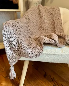 Birch Lane Throw – Textured Crochet Blanket Pattern | Modern Cozy Throw | 1 More Row Designs