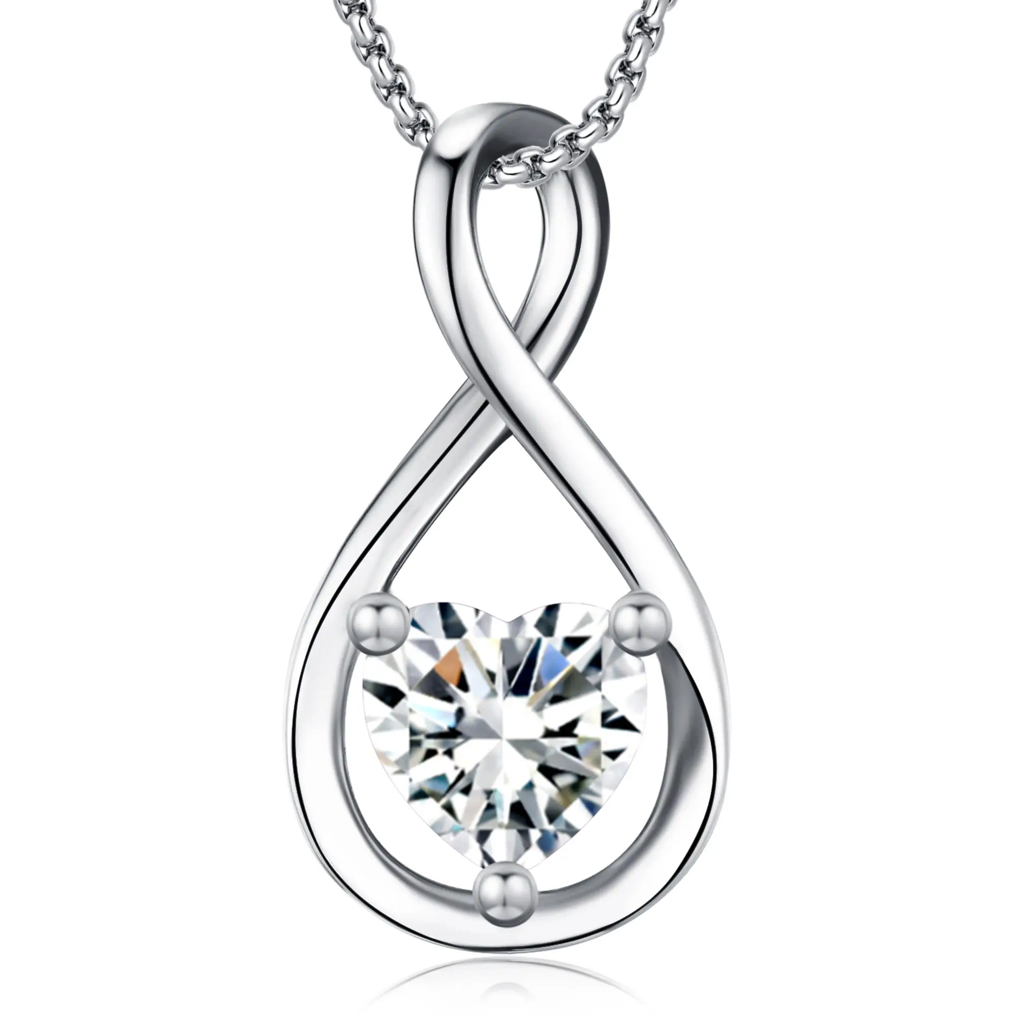 Heart Shaped Necklace Infinity Heart Birthstone Necklace Pendant Gift for Women Girls Anniversary Birthday Mother's Day Gifts Valentine's Day Gift Jewelry for Mom Wife Girlfriend Sister