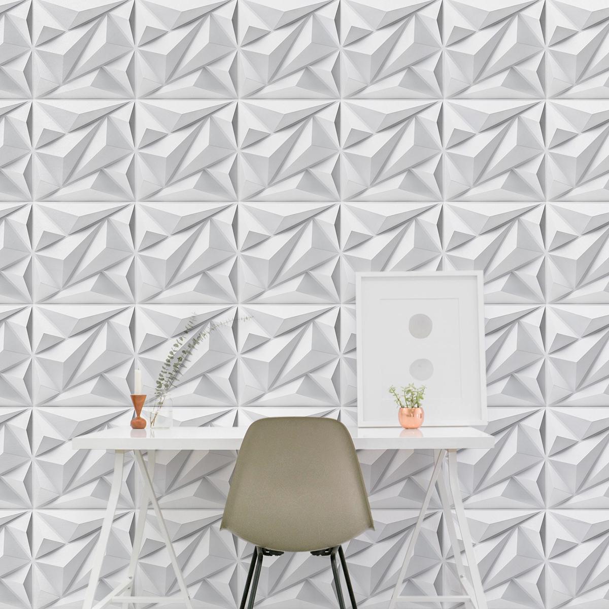 Art3d 12-Pack 19.7" x 19.7" 3D Wall Panels, Diamond Design Raised Texture, PVC Decorative Tiles, Covers 32 Sq.Ft, Versatile Use Effortless Diy Living Room