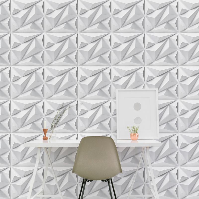 Art3d 12-Pack 19.7" x 19.7" 3D Wall Panels, Diamond Design Raised Texture, PVC Decorative Tiles, Covers 32 Sq.Ft, Versatile Use Effortless Diy Living Room