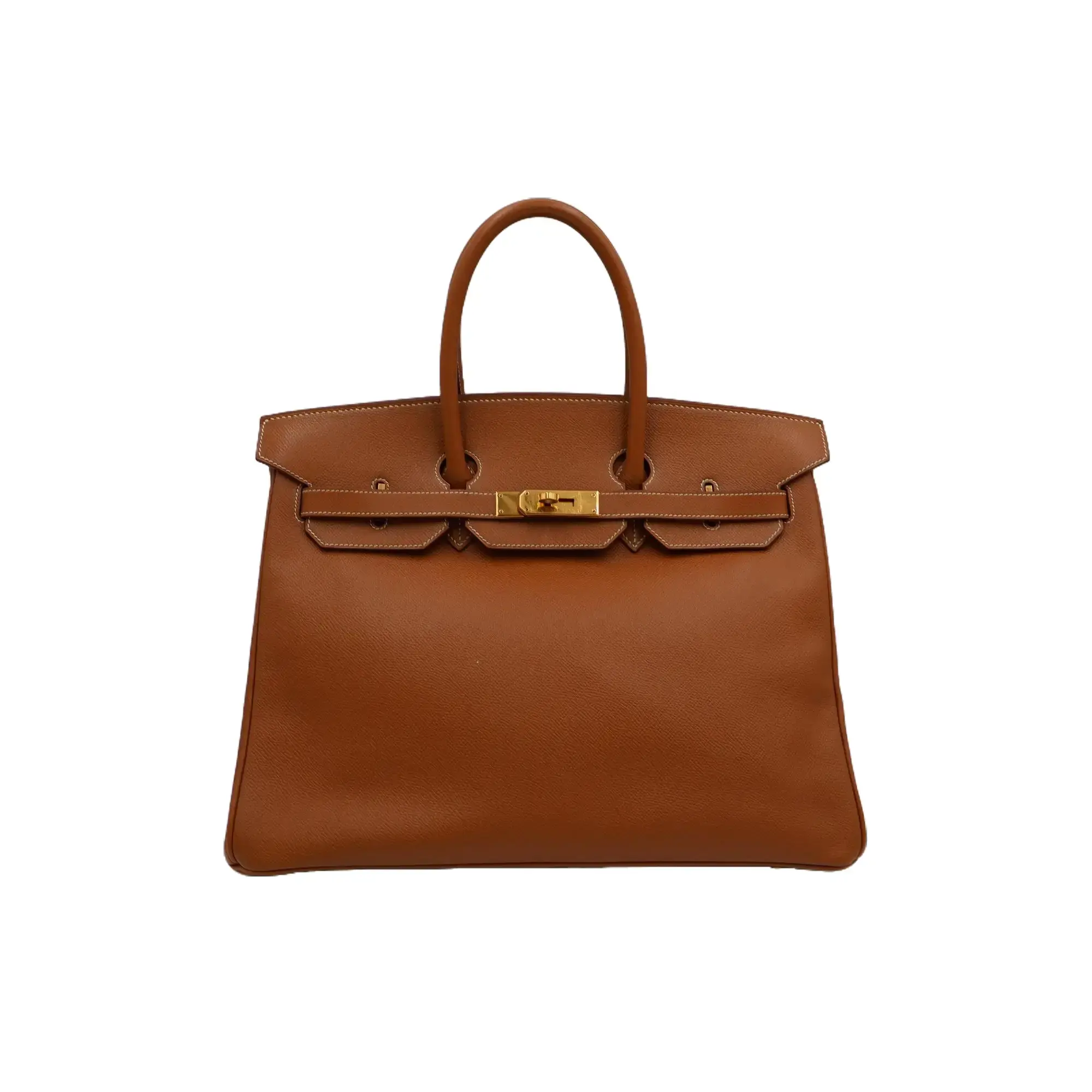 Pre-owned HERMÈS leather Tote Bags Hermes 1998 Courchevel Retourne Birkin 35 with Gold Hardware (WZ679348)