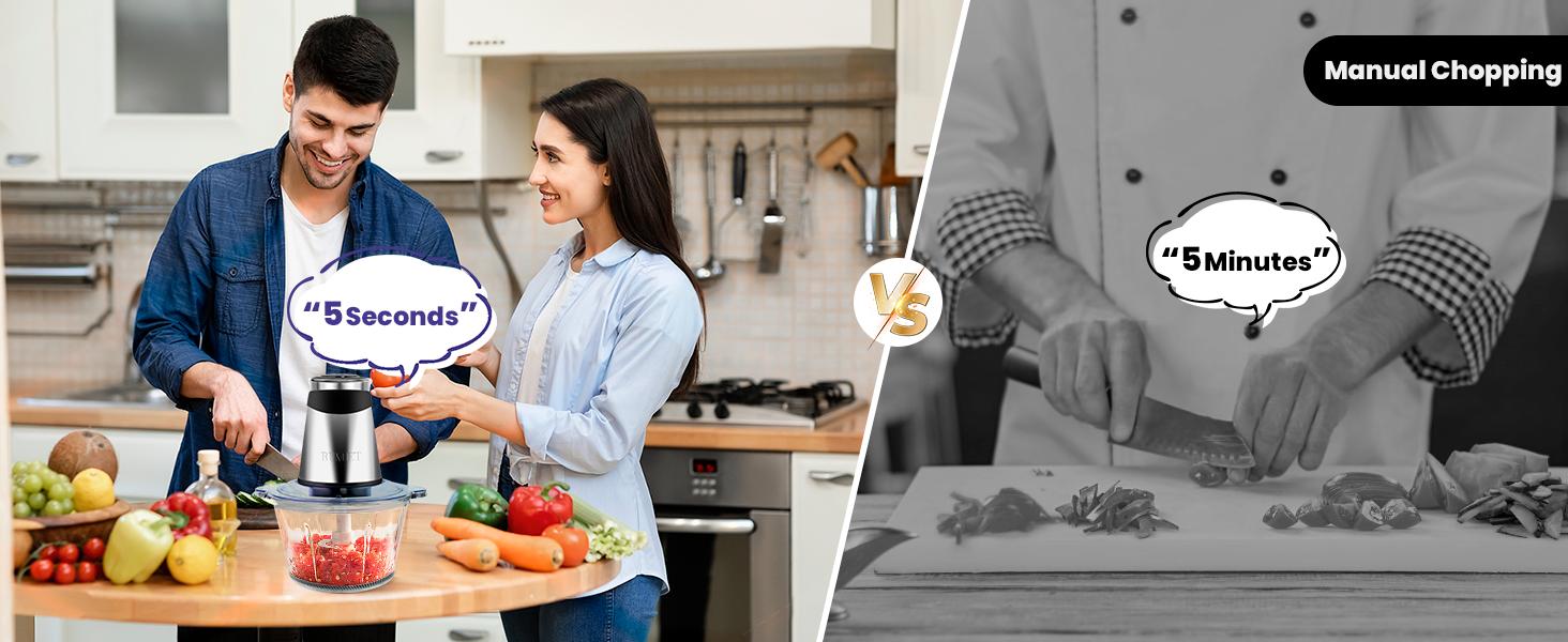 Premium 2-Speed Multi-Function Food Processor For Chopping Mincing Pureeing Knives