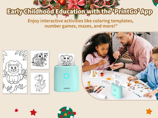 JADENS Mini Sticker Printer-2 Inch Bluetooth Thermal Pocket Printer,Inkless Portable Printer for Study Notes,Photos, Memos,Lists,Gifts,Journals Printing Machine Sticky Label,Christmas Birthday Gifts for Girls Boys